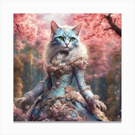 Cat In Cherry Blossoms Canvas Print