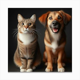 Portrait Of Cat And Dog 1 Canvas Print