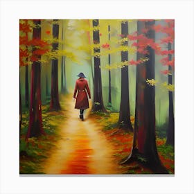 Woman Walking In The Forest 1 Canvas Print