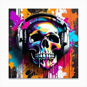 Skull With Headphones 73 Canvas Print