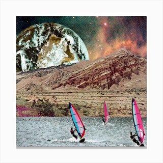 First Annual Mars Windsurf Race Square Canvas Print