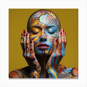 Woman With Colorful Body Paint Canvas Print
