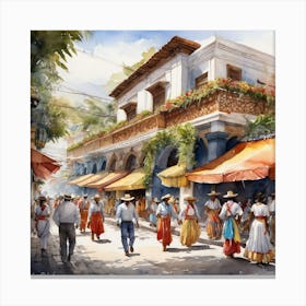 Street Scene In Mexico City 1 Canvas Print