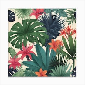 Tropical Leaves Seamless Pattern Canvas Print