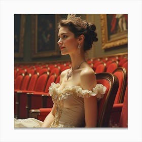 Elegant French Woman At A Grand Theatre, Watercolor With Dramatic And Refined Style 1 Canvas Print