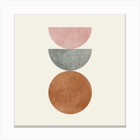 The Balance - Scandinavian Half-moon Circle Abstract Minimalist - Pink Grey Brown 1 Canvas Print