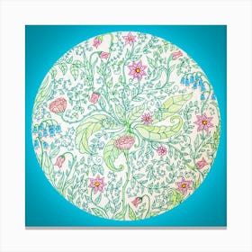 Wildflower doodle blue Canvas Print