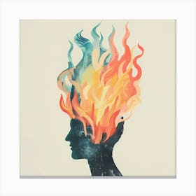 Depression Stress Burn-Out Hand Drawn Pastel Minimalist Illustration 2 Canvas Print