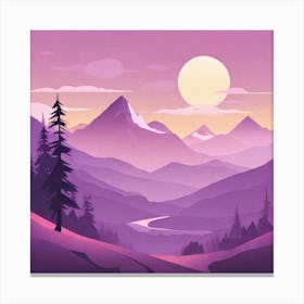 Misty mountains background in purple tone 16 Canvas Print