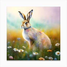 Hare In Pink Sky Scottish Mountains Canvas Print