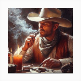 Cowboy Smoking A Cigarette Canvas Print