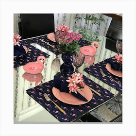 Flamingo Table Setting Canvas Print