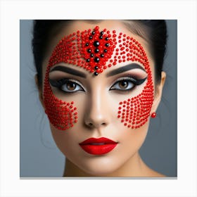 Beautiful Woman With Red Makeup 1 Canvas Print