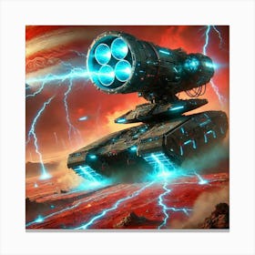 A Sci Fi Depiction Of A Cyclone Tank Firing Lightn Canvas Print