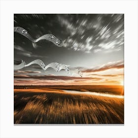 Sunset With Music Notes 1 Canvas Print