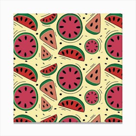 Watermelon Pattern Slices Fruit Canvas Print