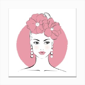 Pink Flower Lady Canvas Print