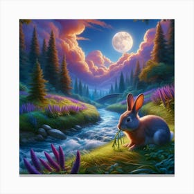 Rabbit Eating Grass Canvas Print
