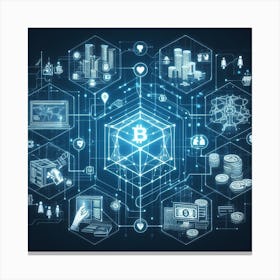 Bitcoin And Blockchain Canvas Print