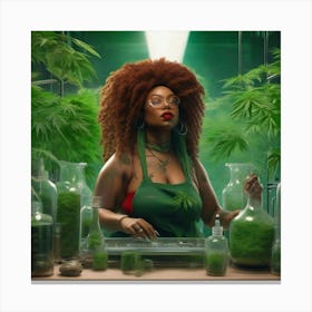 Afro-American Woman In A Lab Canvas Print