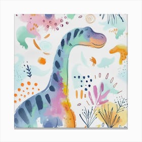 Cute Muted Brachiosaurus Dinosaur  2 Canvas Print