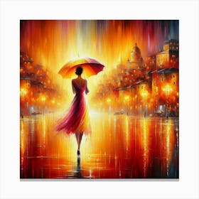 Woman under the rain 3 Canvas Print