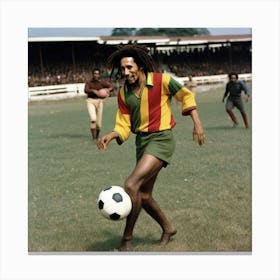 Marley Kicking A Soccer Ball Canvas Print