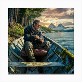 Lone Fisherman Canvas Print