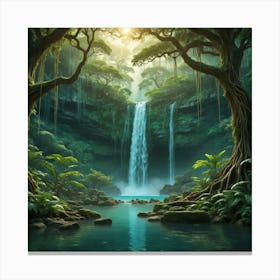 Waterfall In The Jungle 8 Canvas Print