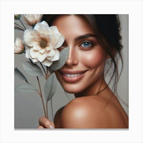 Beautiful Woman With Flowers 2 Canvas Print