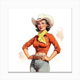 Retro Retro Cowgirl 5 Canvas Print