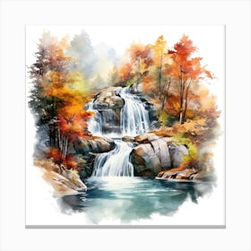 Waterfall Watercolor Painting 5 Canvas Print