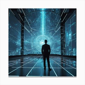 Futuristic Man In Futuristic Space 1 Canvas Print