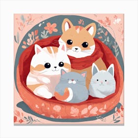 Kawaii Cats Canvas Print