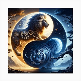Lion And Tiger Yin Yang Canvas Print