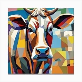 Cow Cubism Style Canvas Print