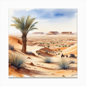 Watercolor Desert Landscape 4 Canvas Print