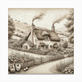 Thatched Cottage art Canvas Print