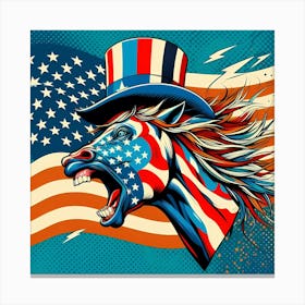 Patriotic Horse With American Flag Canvas Print