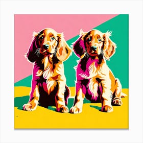 'Irish Setter Pups', This Contemporary art brings POP Art and Flat Vector Art Together, Colorful Art, Animal Art, Home Decor, Kids Room Decor, Puppy Bank - 86th Canvas Print