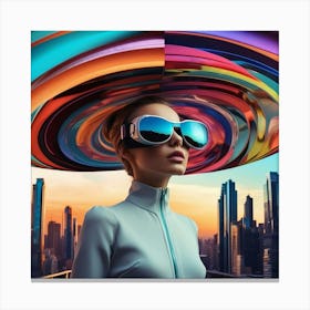 Futuristic Woman With Colorful Hat Canvas Print