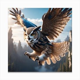 Owl In Flight Canvas Print