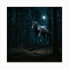 Horse In The Forest At Night 3 Canvas Print