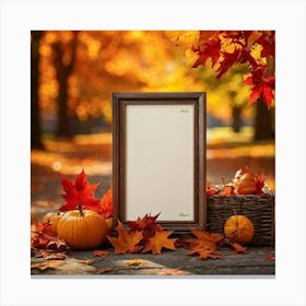 An Autumnal Scene Captured In Ultra Realistic Detail Showcases A Leaf Of Vibrant Orange Hue Profoun 1 Canvas Print