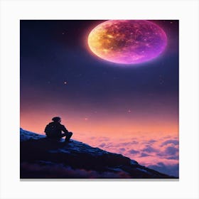 Man Watching The Moon Canvas Print
