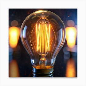 Incandescent Light Bulb With A Glowing Filament Canvas Print