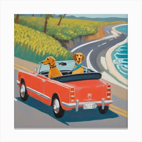 Dachshunds Dogs in Convertible Series. Style of David Hockney 1 Canvas Print