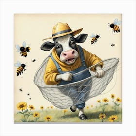 Cow In A Net Canvas Print