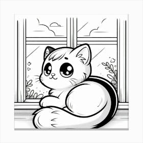 Line Art cat 3 Canvas Print