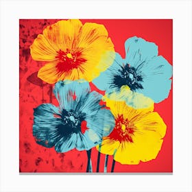 Andy Warhol Style Pop Art Flowers Veronica Flower 3 Square Canvas Print